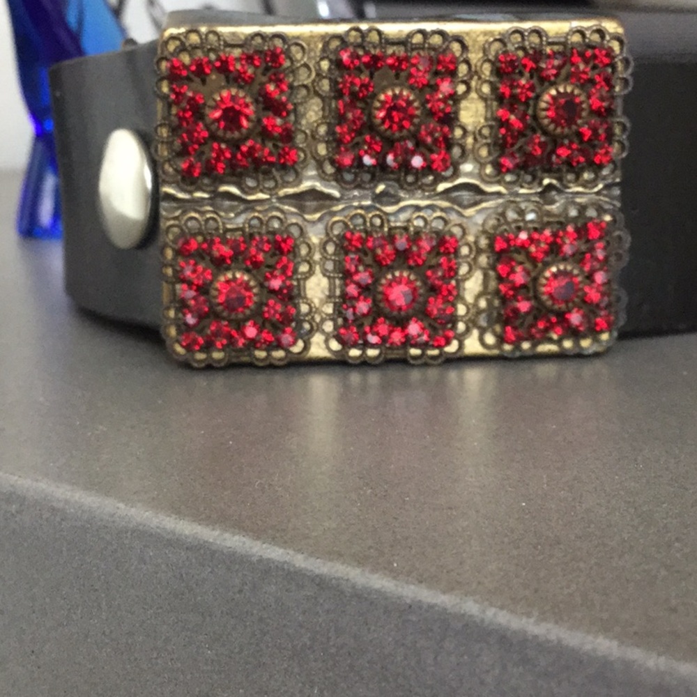 Swarovski Crystal Black Leather Belt